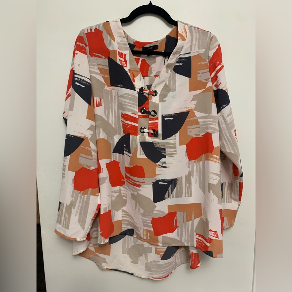 Alfani Multicolor Abstract Blouse